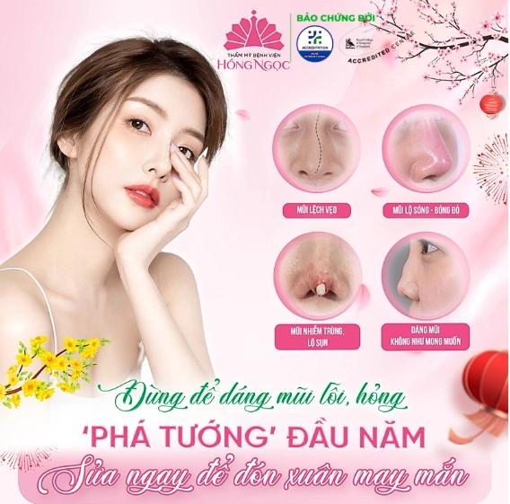 Quy trình sửa mũi lệch tại Thẩm mỹ Bệnh viện Hồng Ngọc